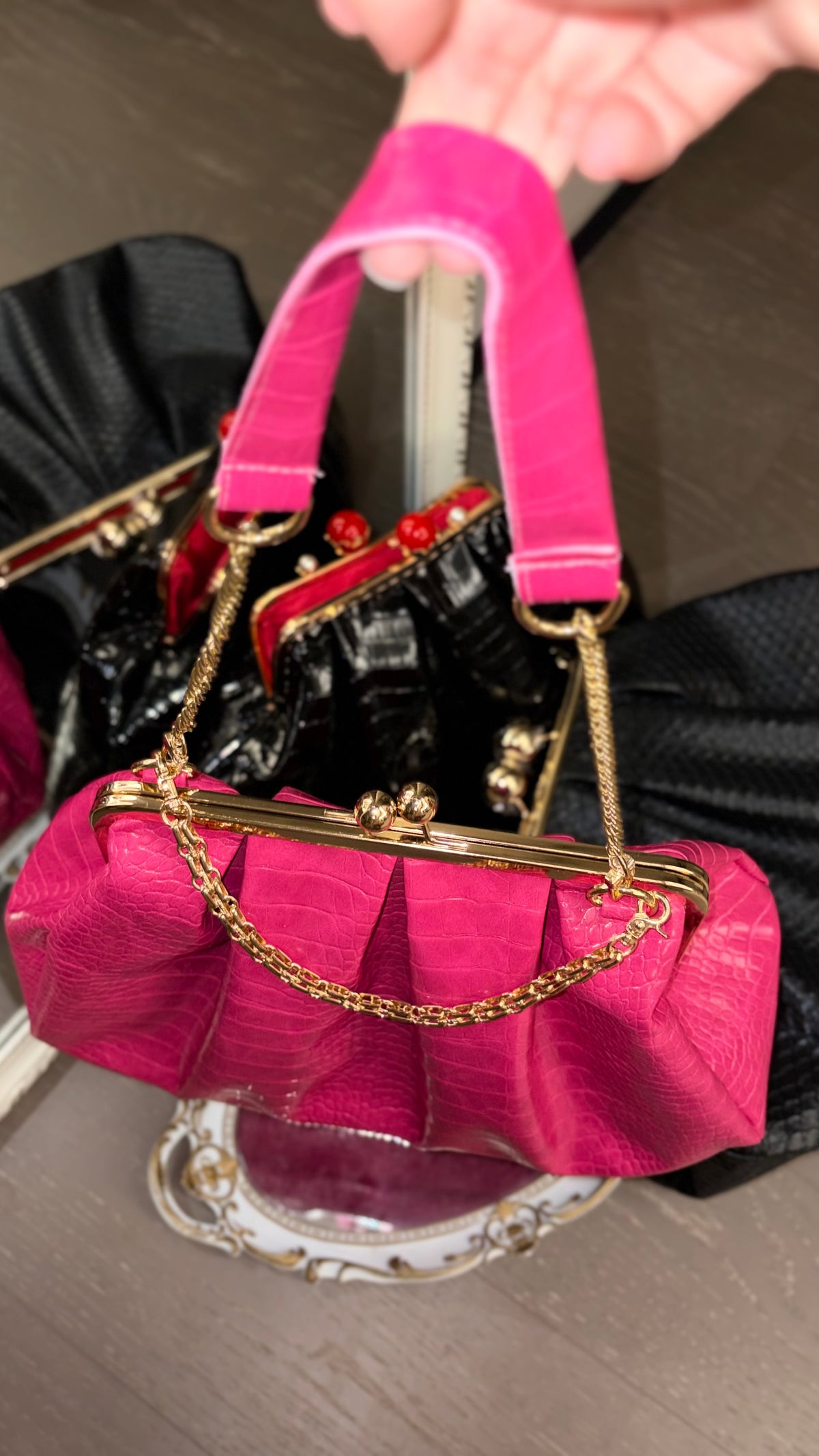 Hot Pink Bag,Puffy Shape Clutch