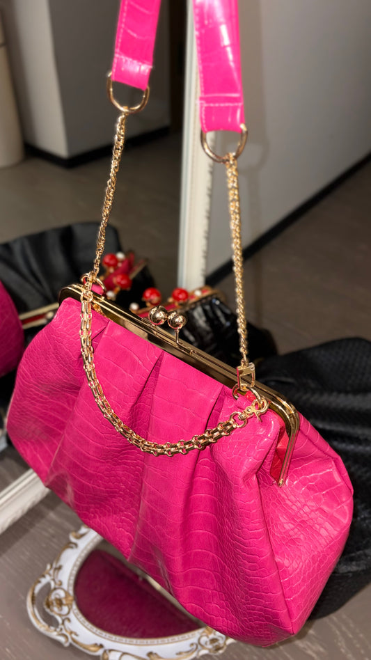 Hot Pink Bag,Puffy Shape Clutch