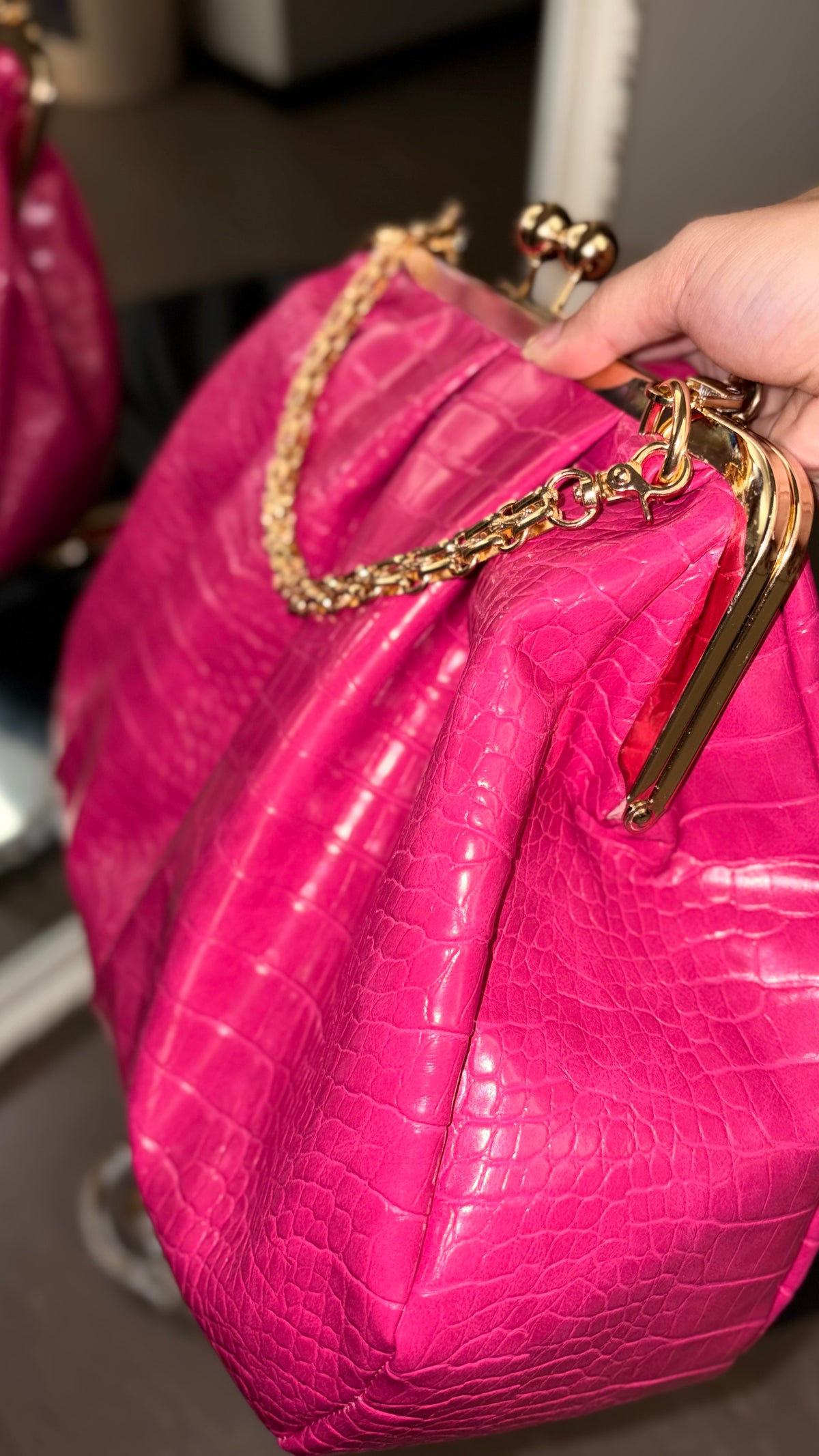 Hot Pink Bag,Puffy Shape Clutch