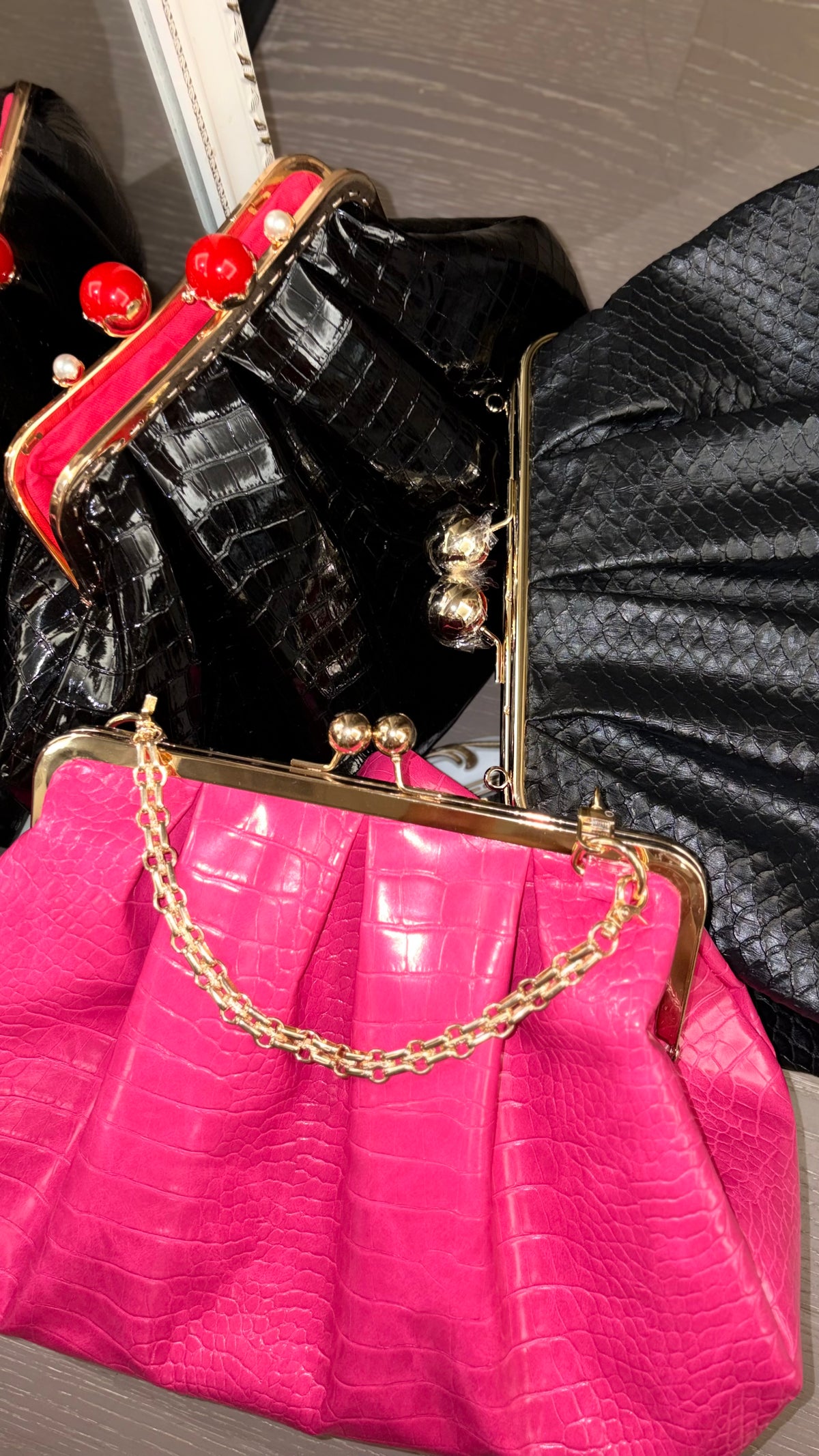 Hot Pink Bag,Puffy Shape Clutch