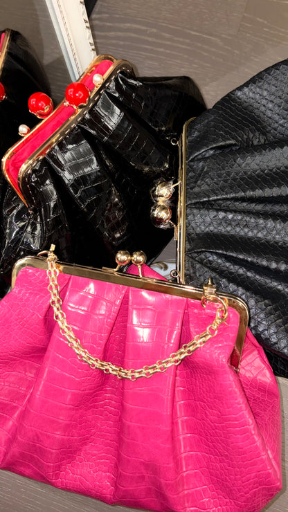 Hot Pink Bag,Puffy Shape Clutch