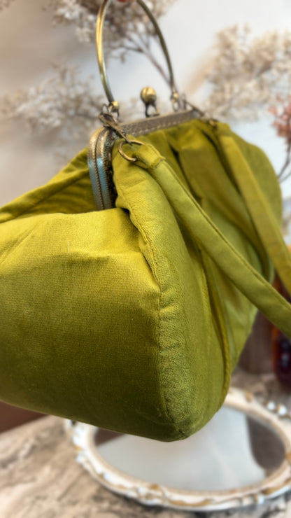 Olive Green Velvet Bag,36x18x12cm