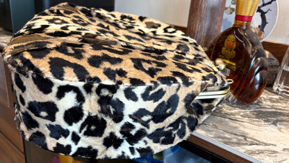 Plush Leopard Handlebag,big ball kiss lock