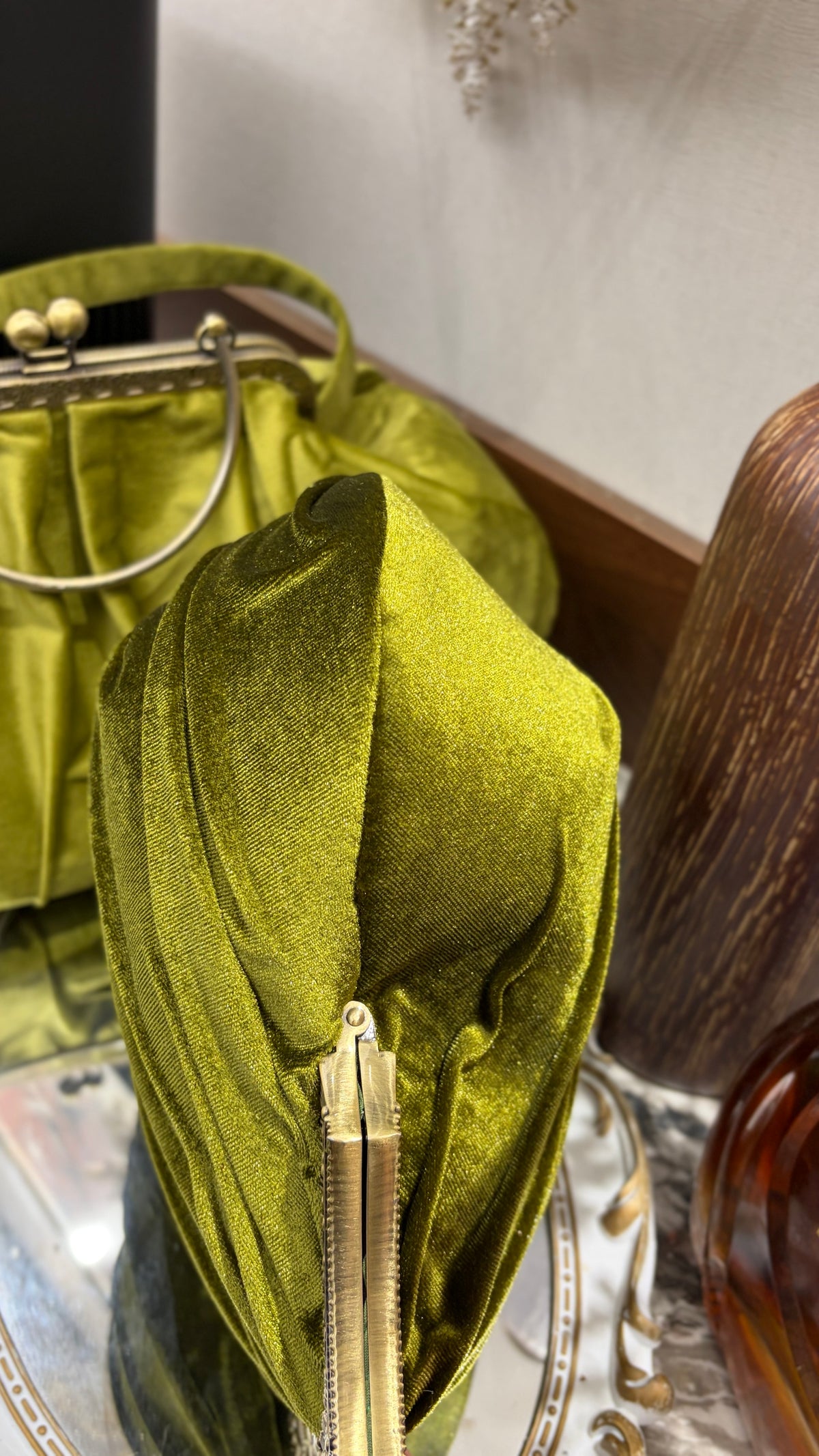 Velvet Purse - Bronze Nickel Farmyard Frame Clutchbag