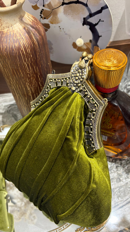 Velvet Purse - Bronze Nickel Farmyard Frame Clutchbag