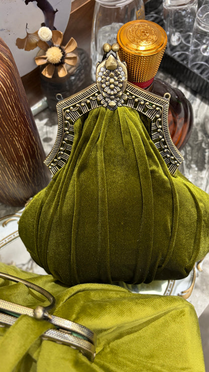 Velvet Purse - Bronze Nickel Farmyard Frame Clutchbag