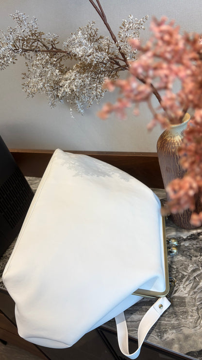 Poor White Large Handlebag,Leather Clutch Frame,20x12x8inch