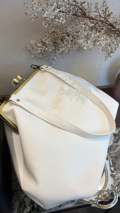 Poor White Large Handlebag,Leather Clutch Frame,20x12x8inch