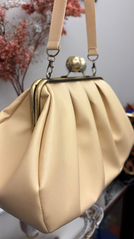 Beige Clutchbag,Frame Bag
