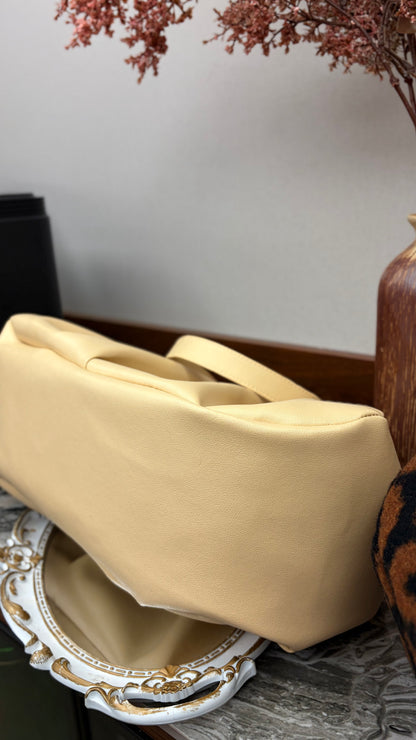 Beige Clutchbag,Frame Bag