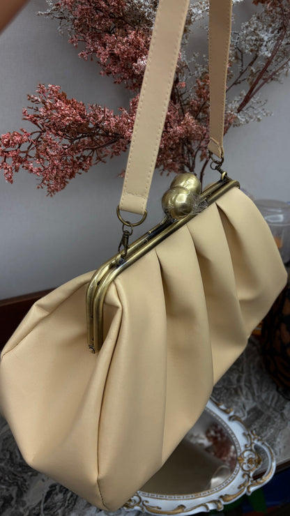 Beige Clutchbag,Frame Bag