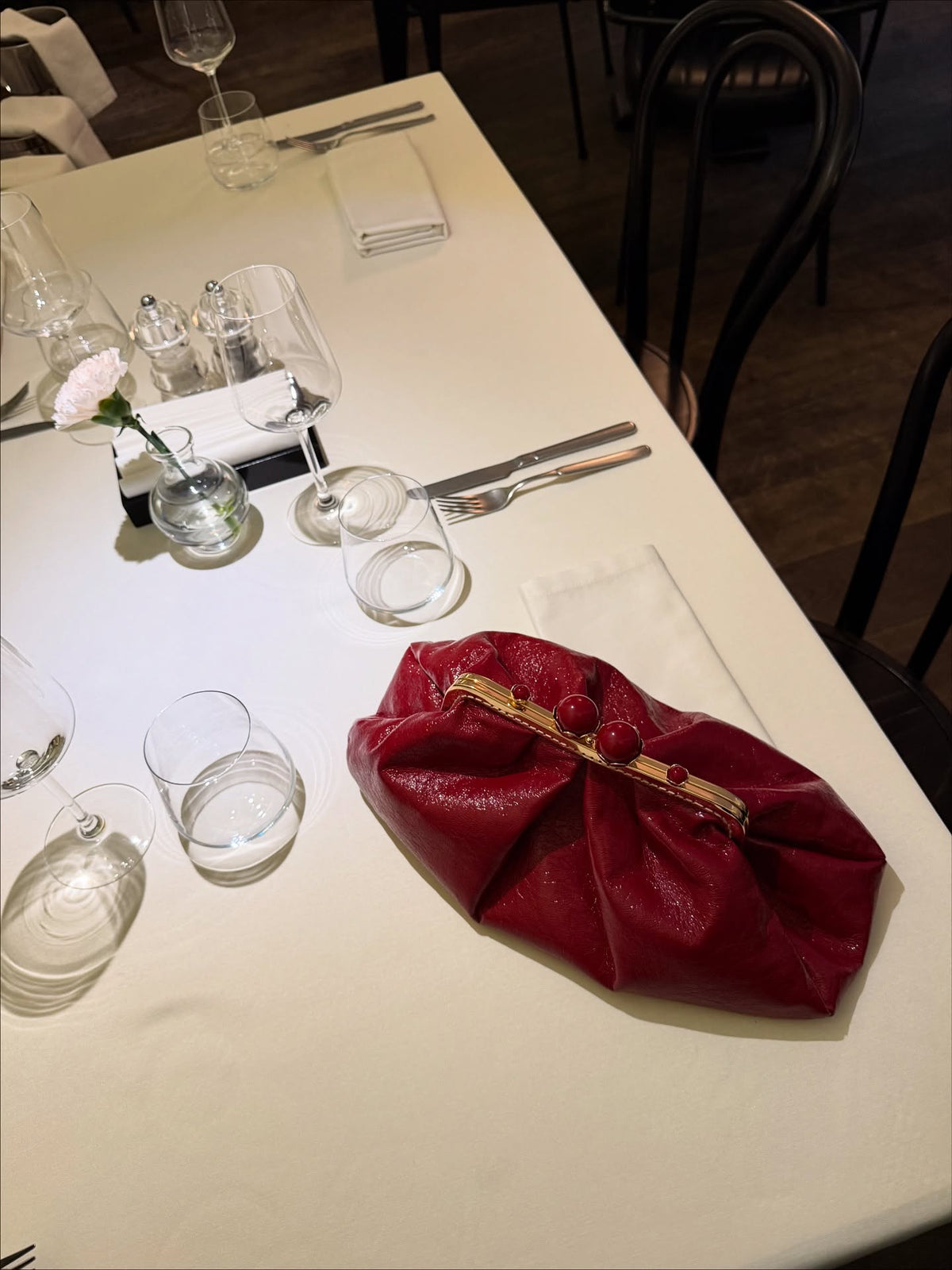 Red Leather Bag Red-Pearl Kiss Lock,Frame Clutchbag
