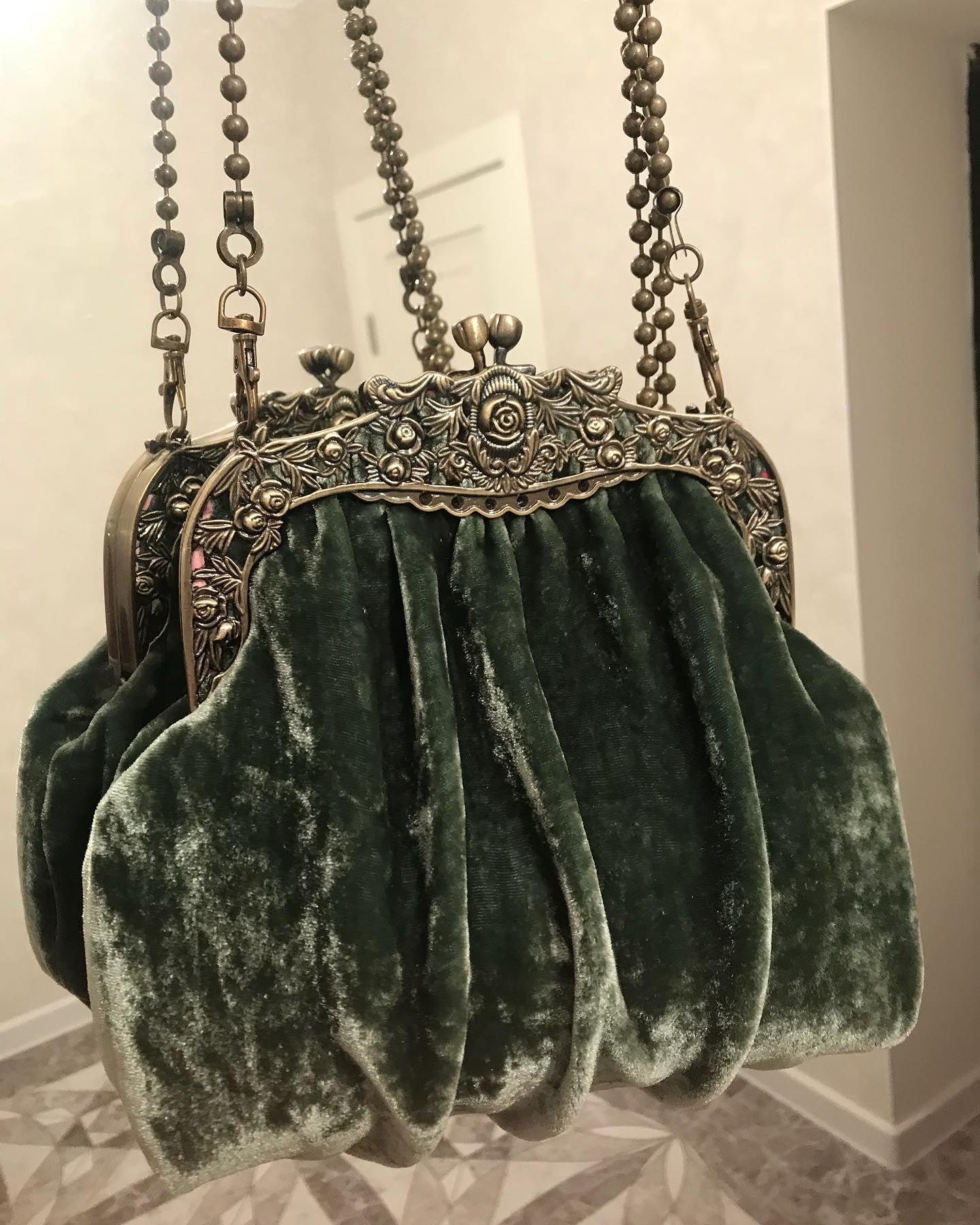 Velvet Purse - Nickel Farmyard Frame Clutchbag
