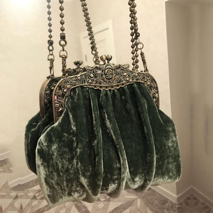 Velvet Purse - Nickel Farmyard Frame Clutchbag