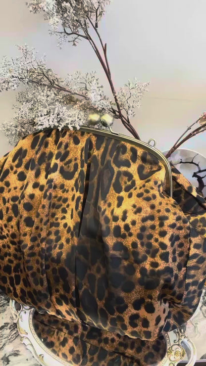 Leopard bag with leopard print brown ochre