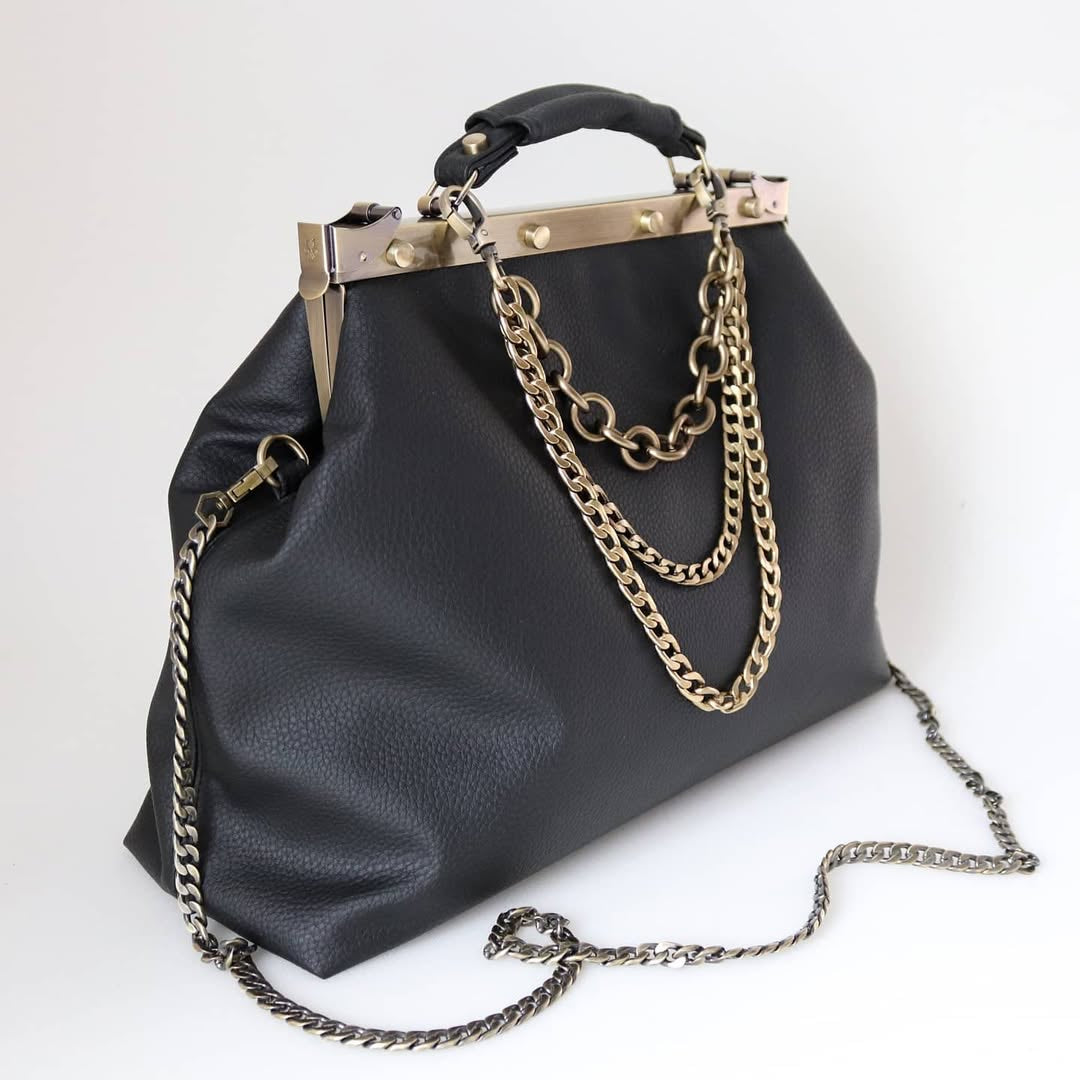 Black Large Paper Bag Leather Black Squash Paper Bag