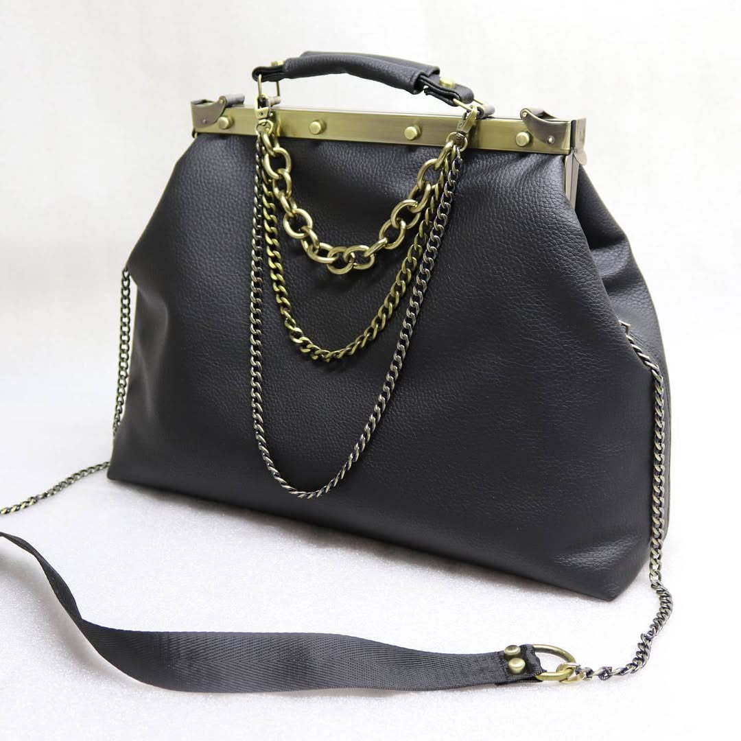 Black Large Paper Bag Leather Black Squash Paper Bag