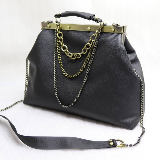 Black Large Paper Bag Leather Black Squash Paper Bag